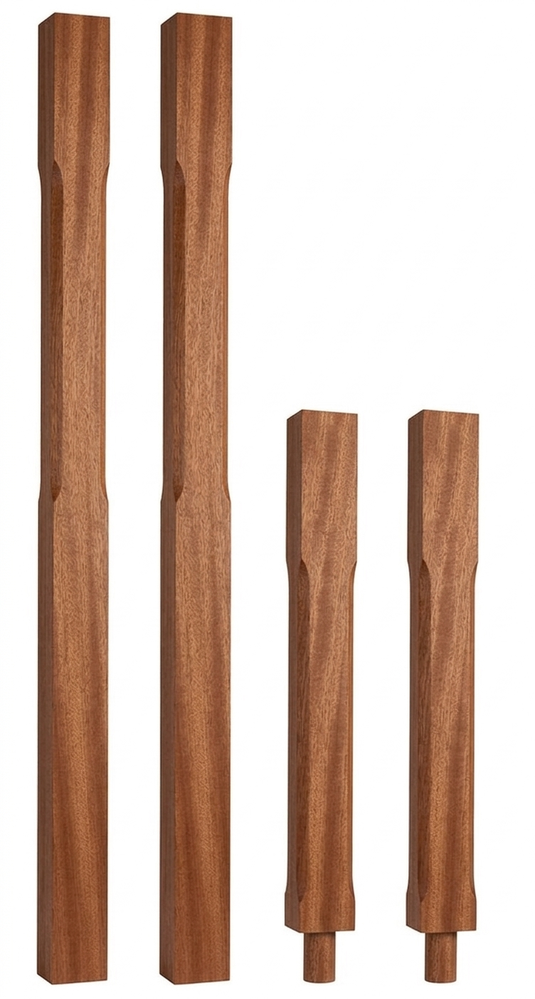 Dark Hardwood Stop Chamfer Newels